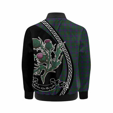 Wood Family Crest Tartan Kid Bomber Jacket Alba Thistle Inspired - Tartan Vibes Clothing