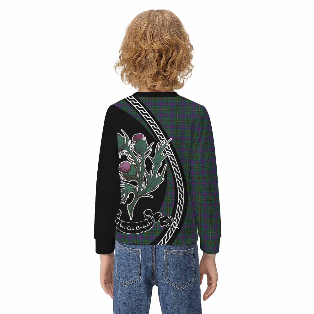 Wood Family Crest Tartan Kid Knitted Sweatshirt Alba Thistle Inspired - Tartan Vibes Clothing