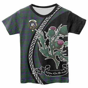 Wood Family Crest Tartan Kid T-shirt Alba Thistle Inspired - Tartan Vibes Clothing