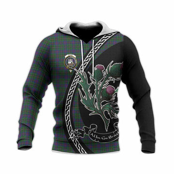 Wood Family Crest Tartan Knitted Hoodie Alba Thistle Inspired