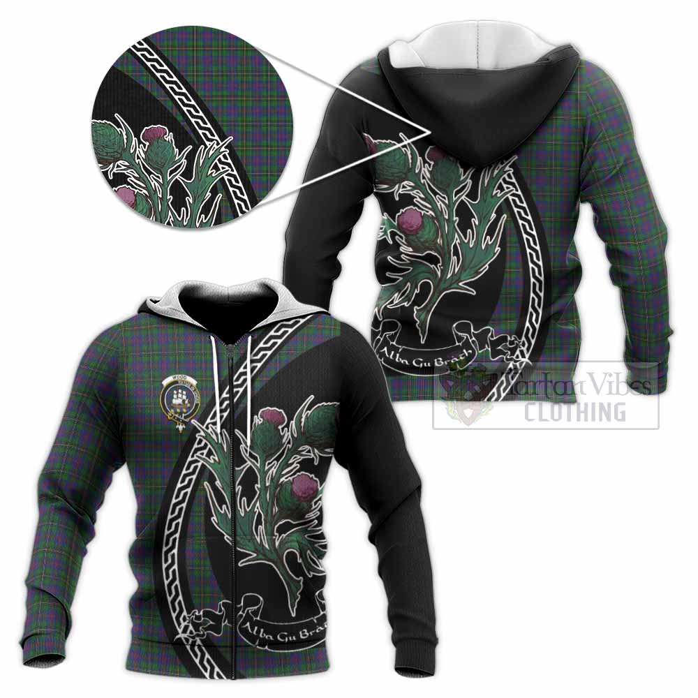 Wood Family Crest Tartan Knitted Hoodie Alba Thistle Inspired - Tartan Vibes Clothing