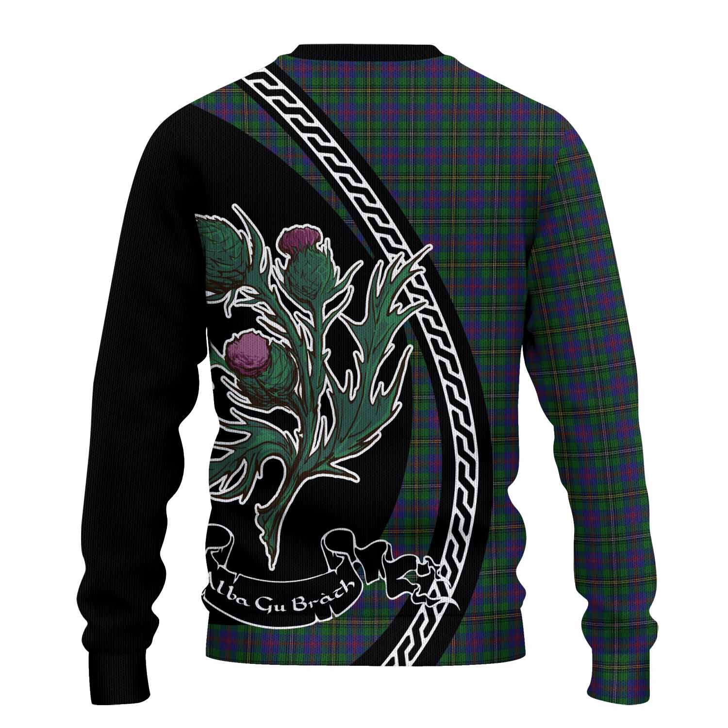 Wood Family Crest Tartan Knitted Sweater Alba Thistle Inspired - Tartan Vibes Clothing