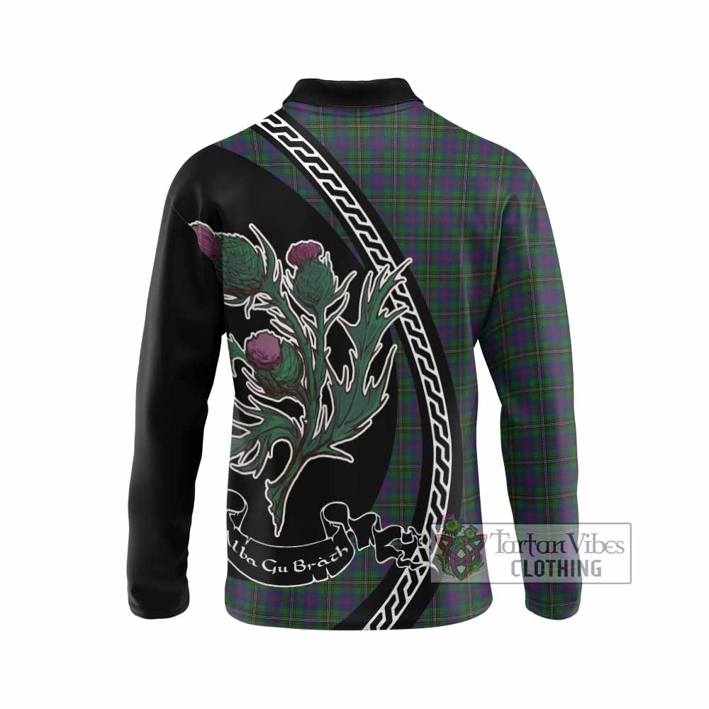 Wood Family Crest Tartan Long Sleeve Polo Shirt Alba Thistle Inspired - Tartan Vibes Clothing