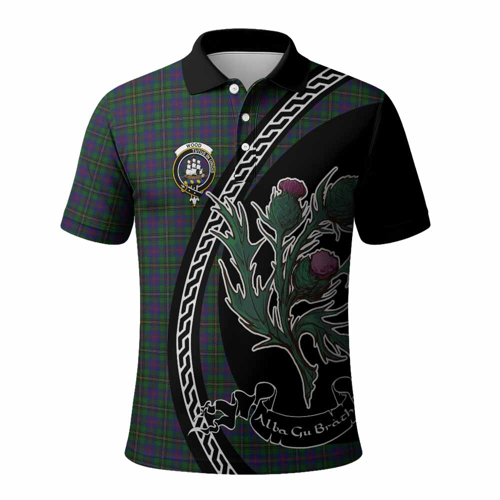 Wood Family Crest Tartan Polo Shirt Alba Thistle Inspired - Tartan Vibes Clothing