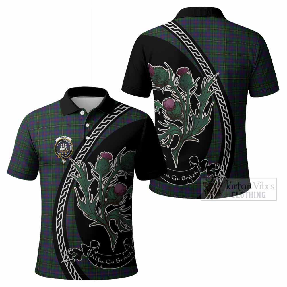 Wood Family Crest Tartan Polo Shirt Alba Thistle Inspired - Tartan Vibes Clothing