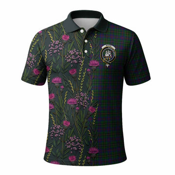 Wood Family Crest Tartan Polo Shirt Scottish Thistle Flower Pattern Half Style