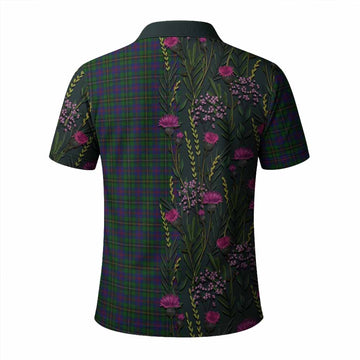 Wood Family Crest Tartan Polo Shirt Scottish Thistle Flower Pattern Half Style