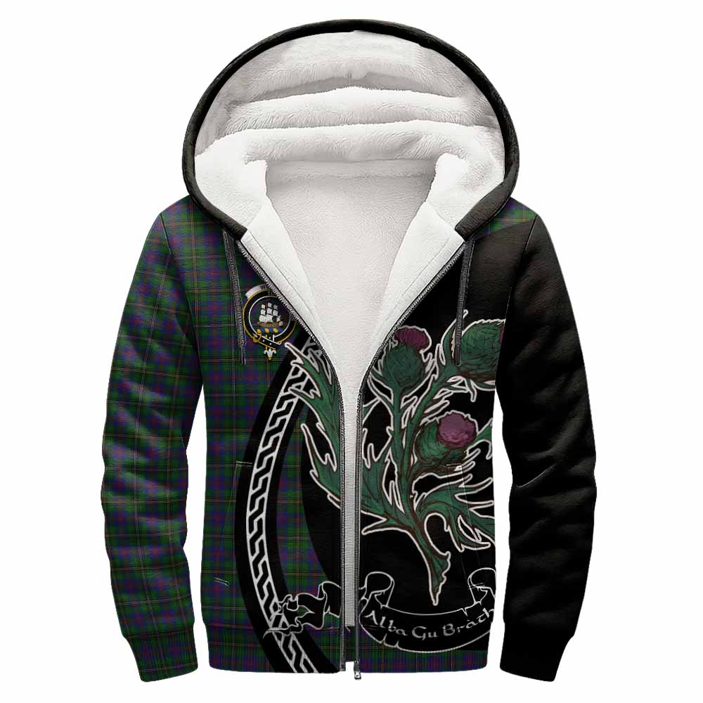 Wood Family Crest Tartan Sherpa Hoodie Alba Thistle Inspired - Tartan Vibes Clothing