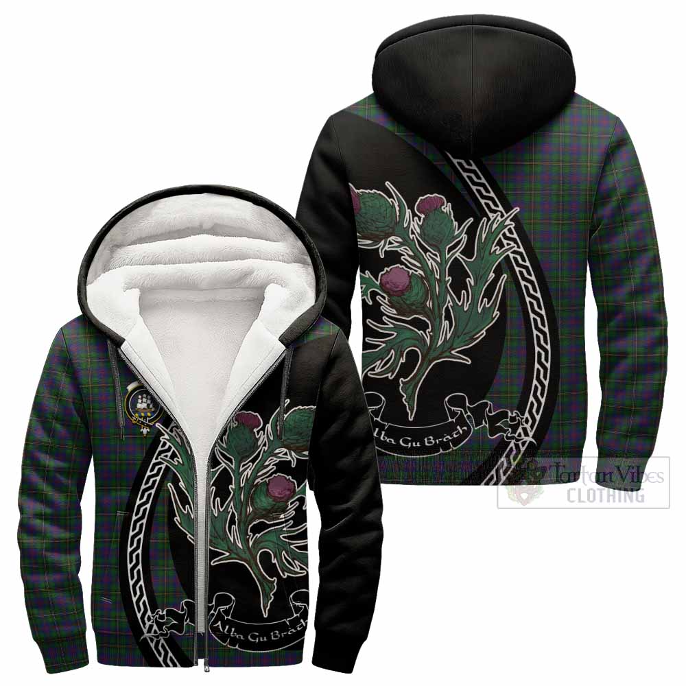 Wood Family Crest Tartan Sherpa Hoodie Alba Thistle Inspired - Tartan Vibes Clothing