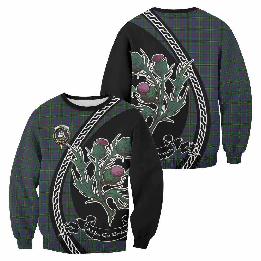 Wood Family Crest Tartan Sweatshirt Alba Thistle Inspired - Tartan Vibes Clothing