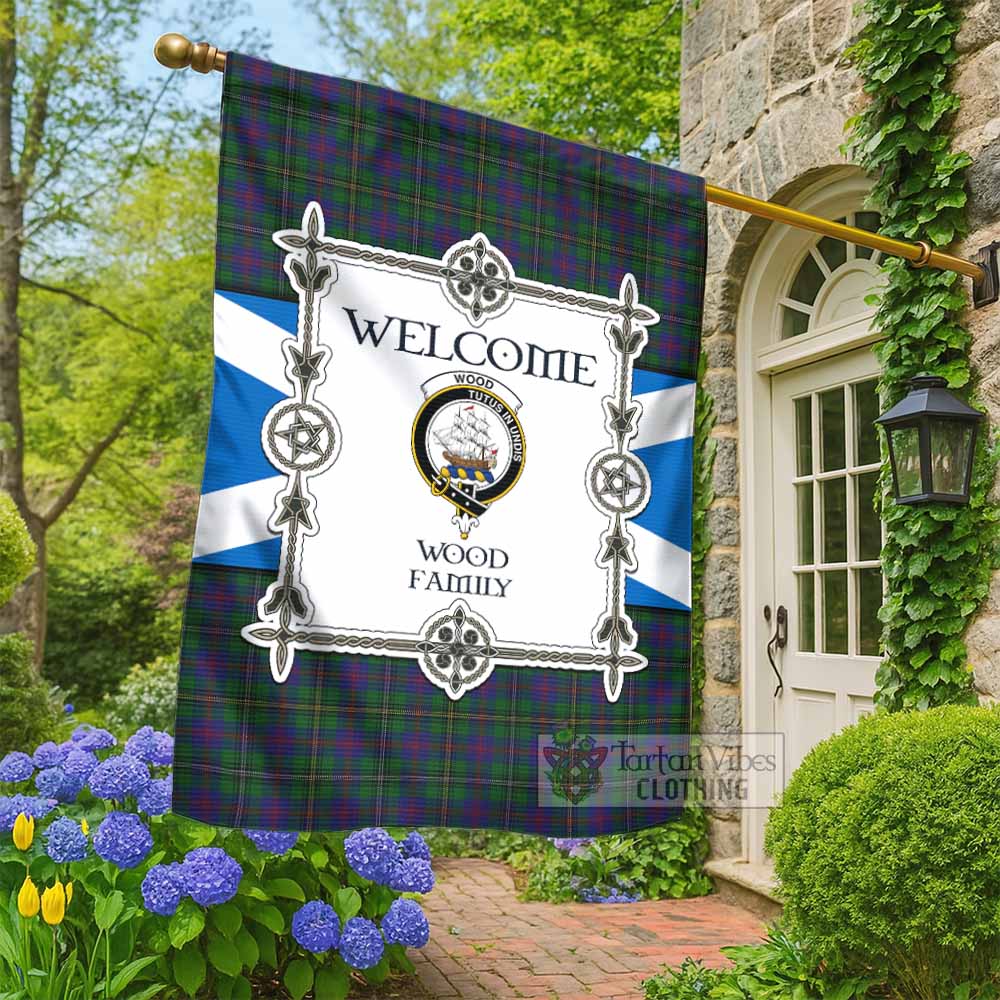 Wood Family Crest Tartan Welcome Garden Flag Saltire Harmony Style - Tartan Vibes Clothing