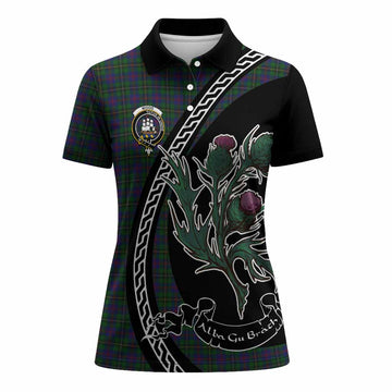 Wood Family Crest Tartan Women Polo Shirt Alba Thistle Inspired - Tartan Vibes Clothing