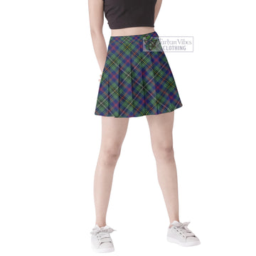 Wood Modern Tartan Women's Plated Mini Skirt