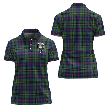 Wood Modern Tartan Polo Shirt with Family Crest For Women