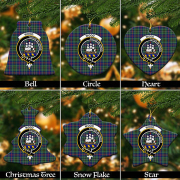 Wood Modern Tartan Christmas Ornaments with Family Crest