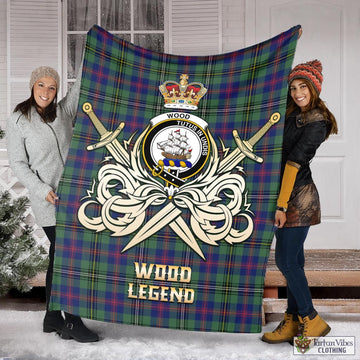 Wood Modern Tartan Blanket with Clan Crest and the Golden Sword of Courageous Legacy