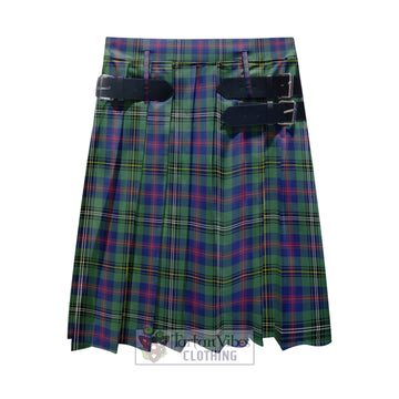 Wood Modern Tartan Men's Pleated Skirt - Fashion Casual Retro Scottish Kilt Style