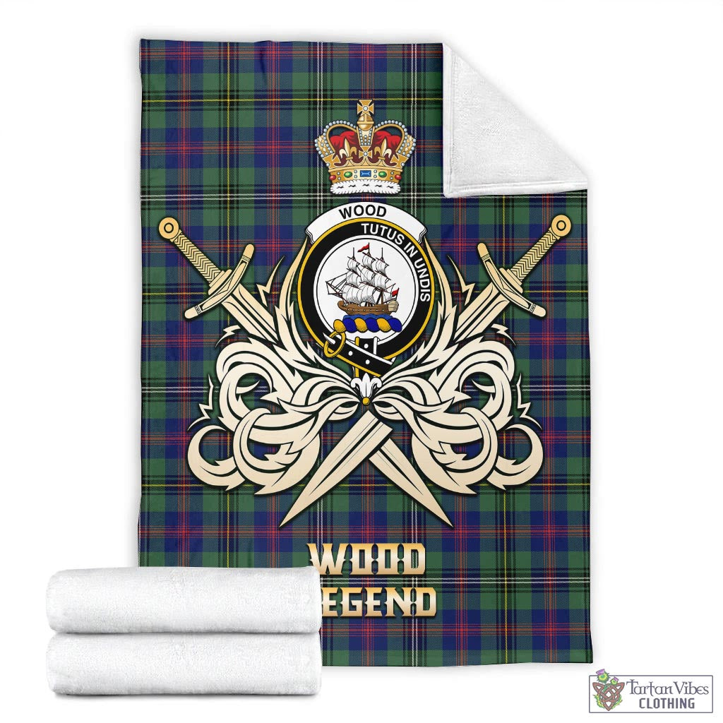 Tartan Vibes Clothing Wood Modern Tartan Blanket with Clan Crest and the Golden Sword of Courageous Legacy