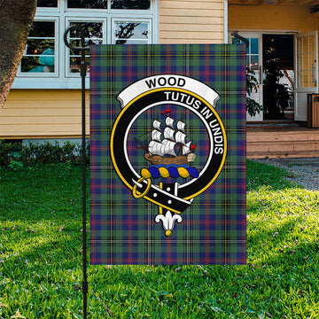 Wood Modern Tartan Flag with Family Crest