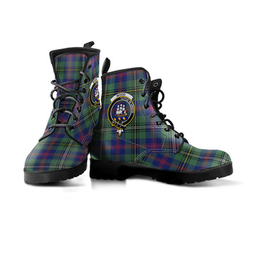Wood Modern Tartan Leather Boots with Family Crest
