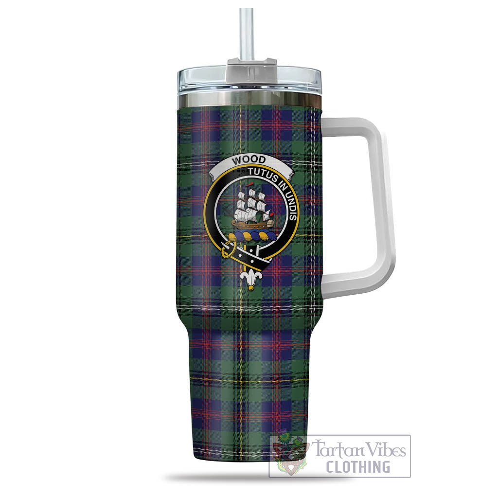 Tartan Vibes Clothing Wood Modern Tartan and Family Crest Tumbler with Handle