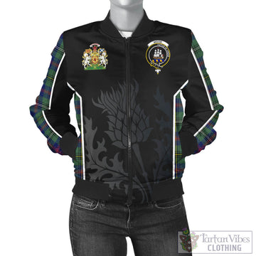 Wood Modern Tartan Bomber Jacket with Family Crest and Scottish Thistle Vibes Sport Style