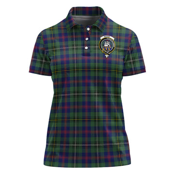 Wood Modern Tartan Polo Shirt with Family Crest For Women