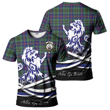 Wood Modern Tartan T-Shirt with Alba Gu Brath Regal Lion Emblem