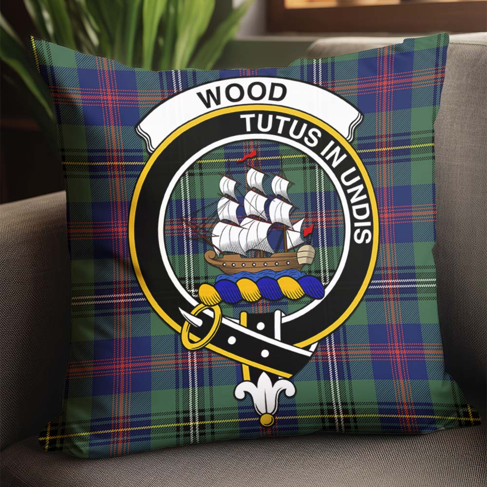 Wood Modern Tartan Pillow Cover with Family Crest - Tartanvibesclothing Shop