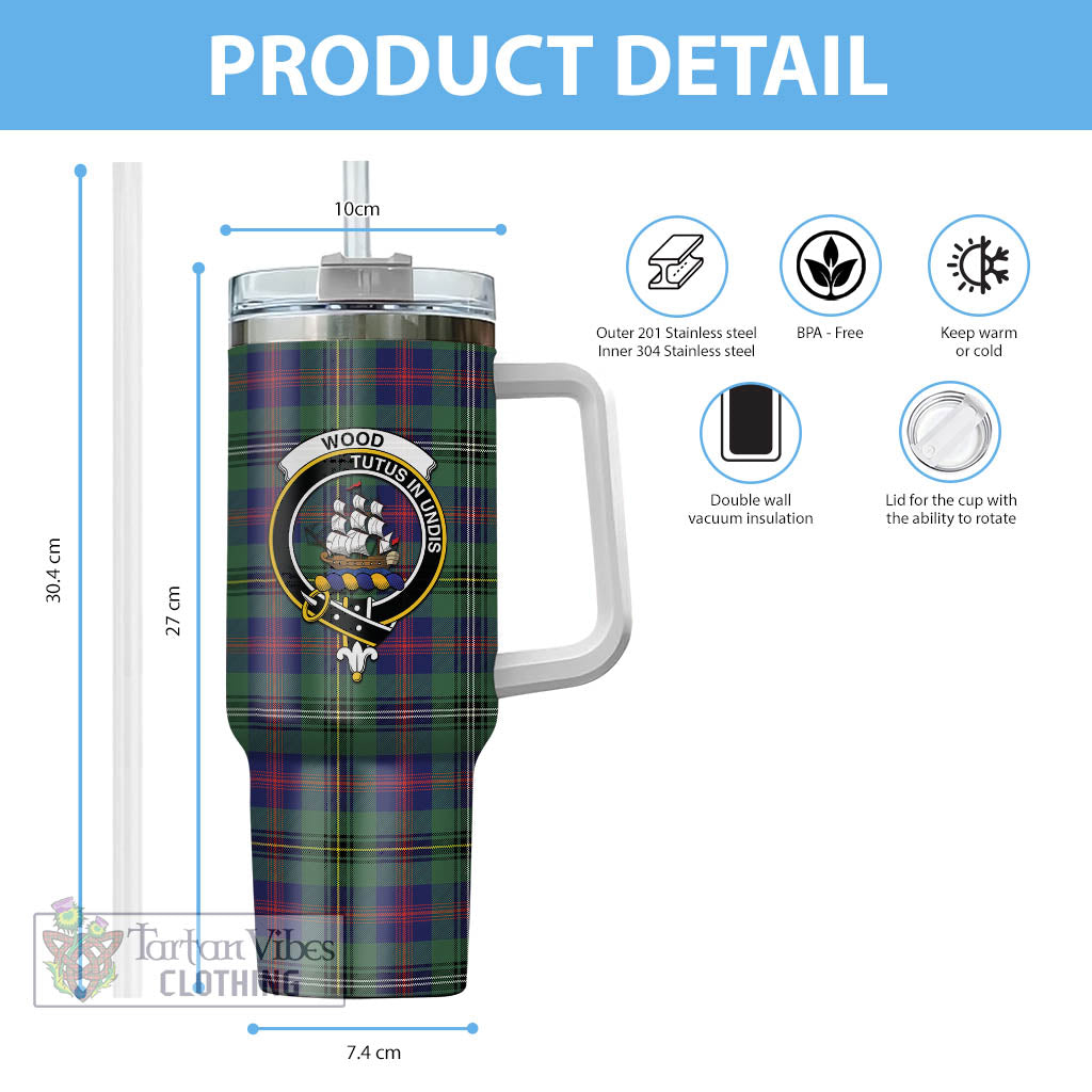 Tartan Vibes Clothing Wood Modern Tartan and Family Crest Tumbler with Handle