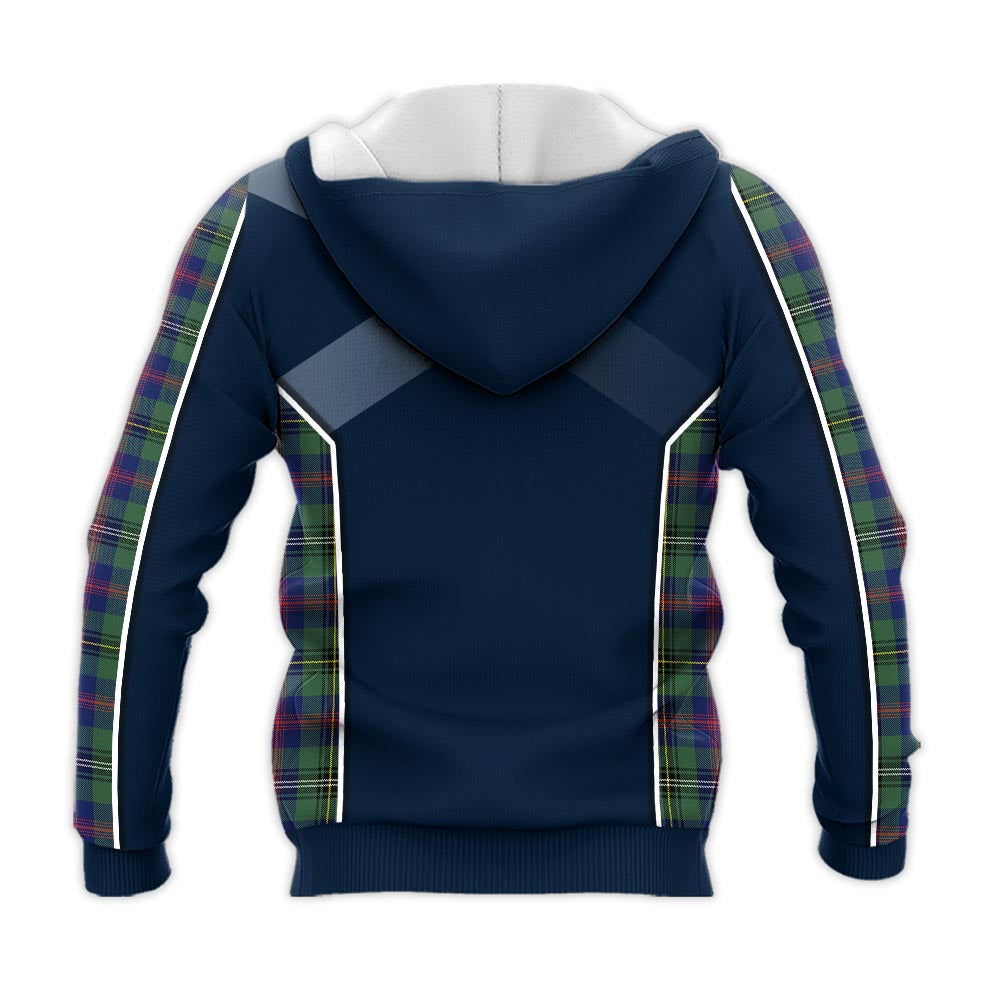 Tartan Vibes Clothing Wood Modern Tartan Knitted Hoodie with Family Crest and Scottish Thistle Vibes Sport Style
