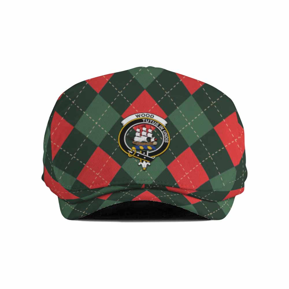 Wood Scottish Family Crest Flat Cap, Jeff Cap Argyle Plaid Christmas Style - Tartan Vibes Clothing
