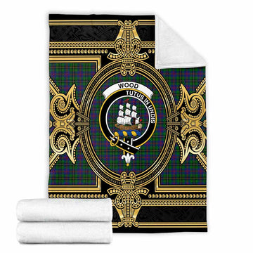 Wood Scottish Tartan Crest Blanket Royal Stylized