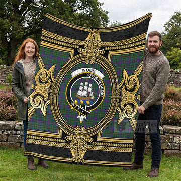 Wood Scottish Tartan Crest Blanket Royal Stylized