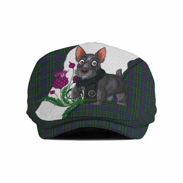 Wood Scottish Terrier Tartan Flat Cap, Jeff Cap Thistle Heritage Art