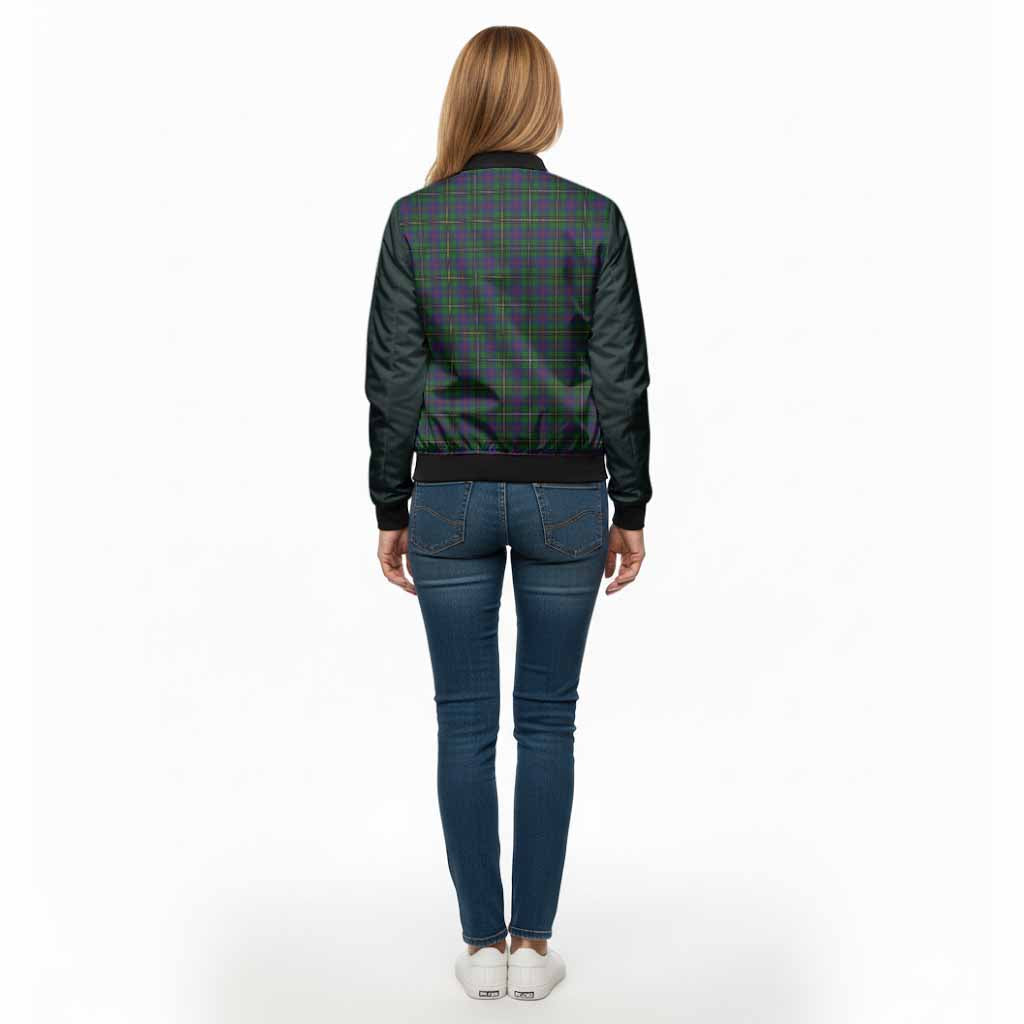 Wood Tartan Accent Bomber Jacket with Family Crest