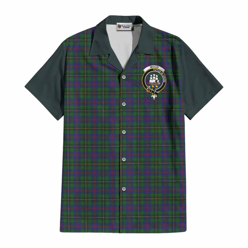 Wood Tartan Accent Cotton Hawaiian Shirt with Family Crest