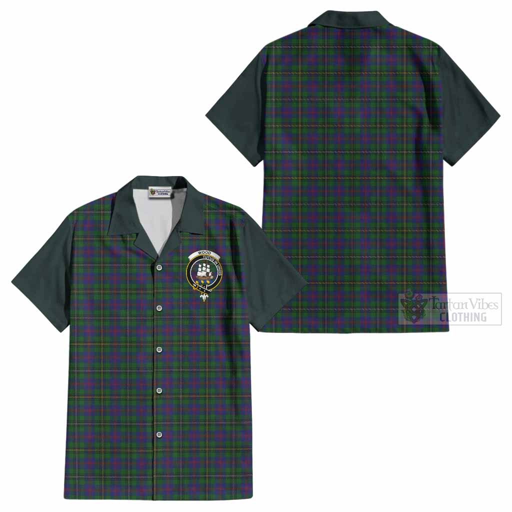 Wood Tartan Accent Cotton Hawaiian Shirt with Family Crest