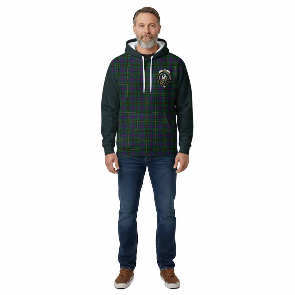 Wood Tartan Accent Cotton Hoodie with Family Crest