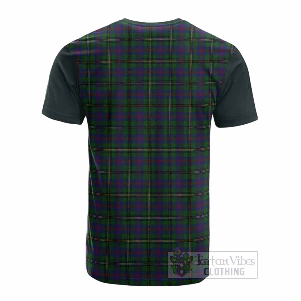 Wood Tartan Accent Cotton T-shirt with Family Crest - Tartan Vibes Clothing