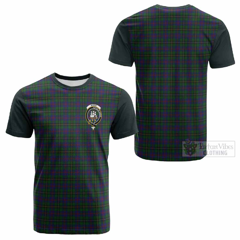 Wood Tartan Accent Cotton T-shirt with Family Crest - Tartan Vibes Clothing