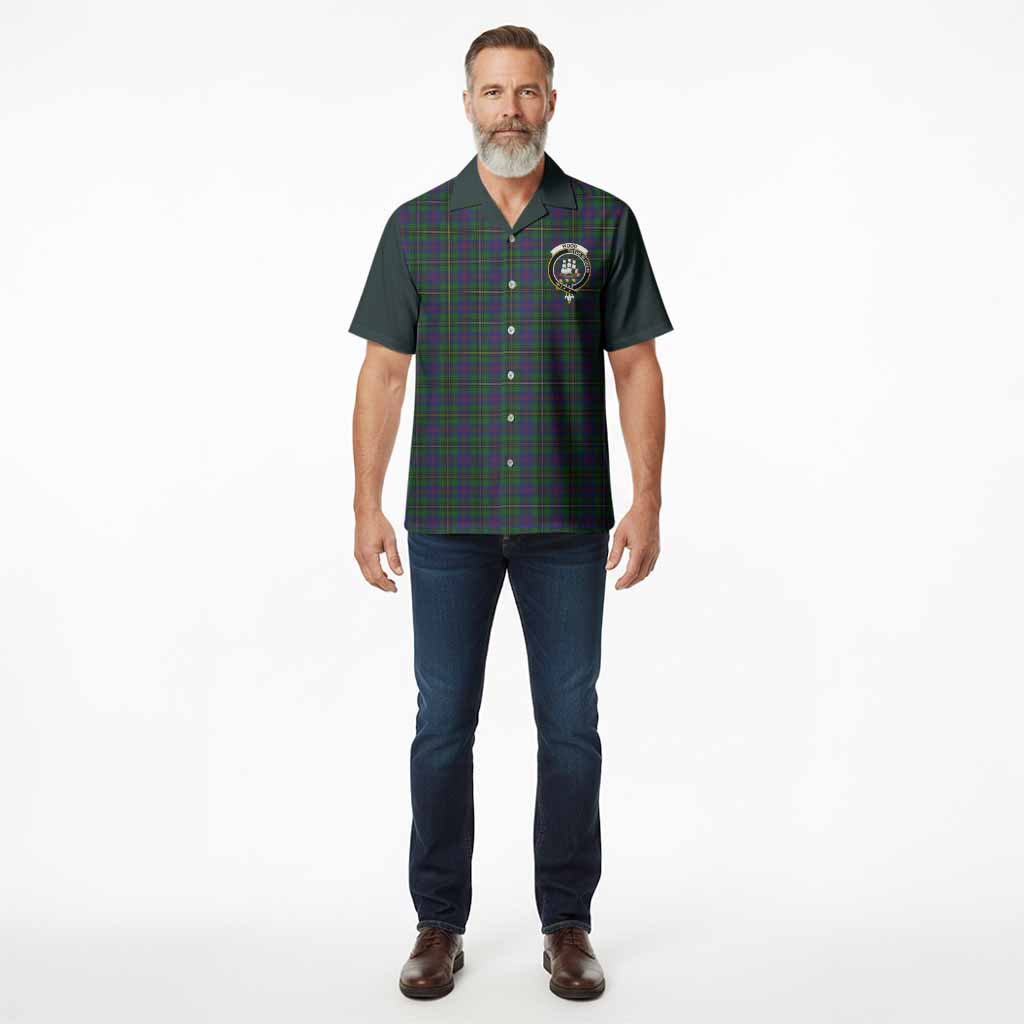 Wood Tartan Accent Hawaiian Shirt with Family Crest