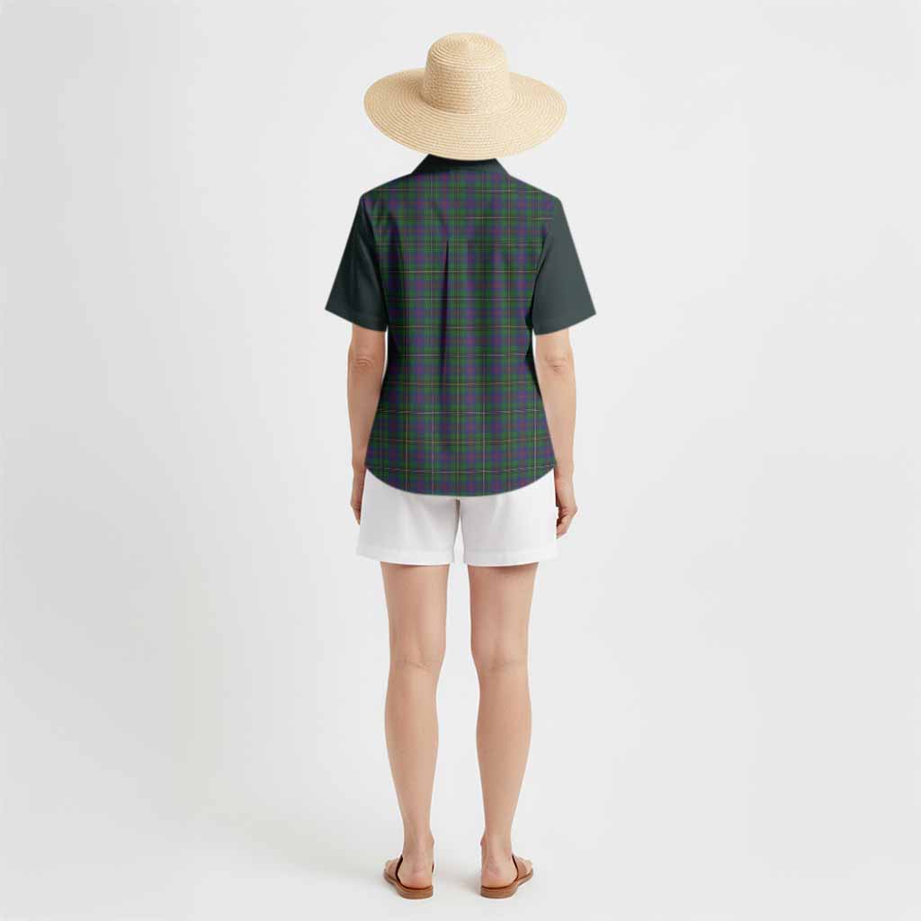 Wood Tartan Accent Hawaiian Shirt with Family Crest