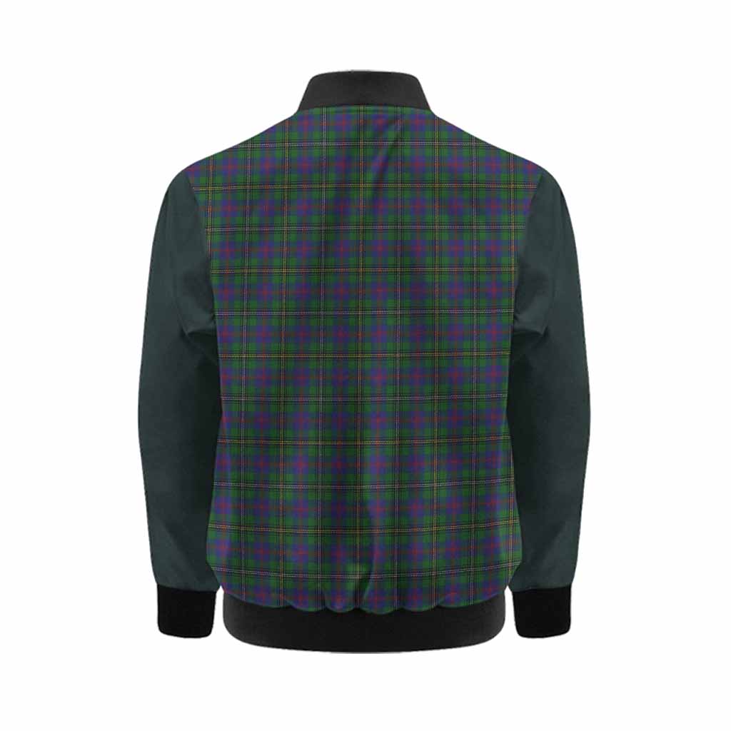 Wood Tartan Accent Kid Bomber Jacket with Family Crest