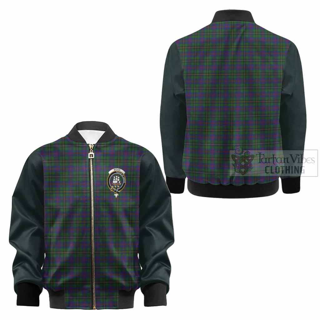 Wood Tartan Accent Kid Bomber Jacket with Family Crest