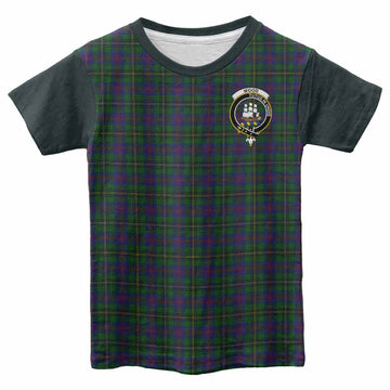 Wood Tartan Accent Kid T-shirt with Family Crest