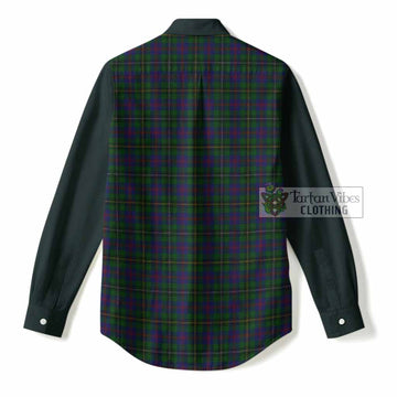 Wood Tartan Accent Women Casual Shirt with Family Crest