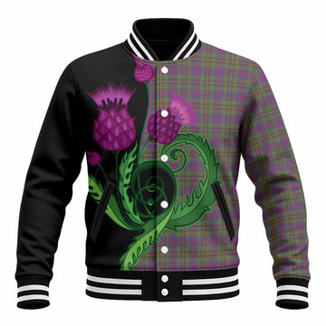 Wood Tartan Baseball Jacket Traditional Scottish Thistle