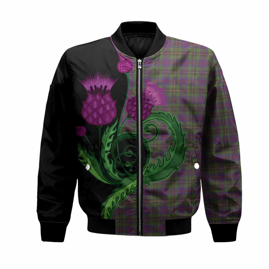 Wood Tartan Bomber Jacket Traditional Scottish Thistle