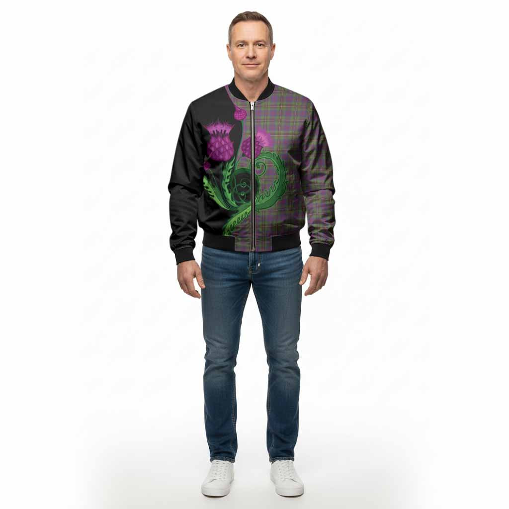 Wood Tartan Bomber Jacket Traditional Scottish Thistle